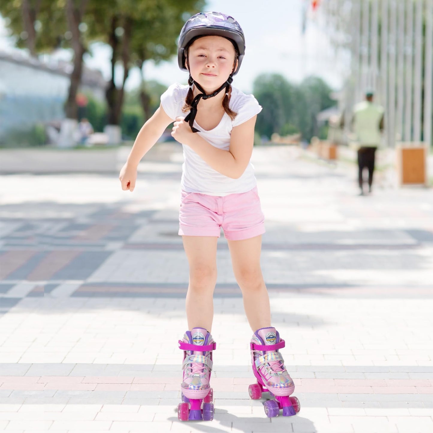 Nattork Adjustable Roller Skates for Kids - Rose Red