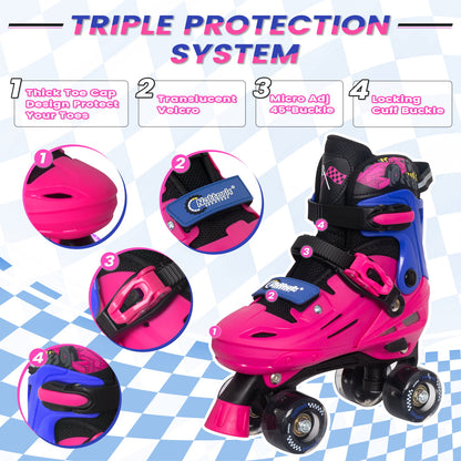 Nattork BLADE RACERS Adjustable Roller Skates for Kids - Pink&Blue