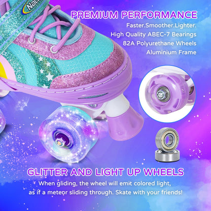 Nattork Adjustable Roller Skates for Kids - Purple