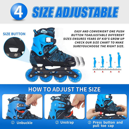Patines en línea ajustables Nattork para niños en color azul