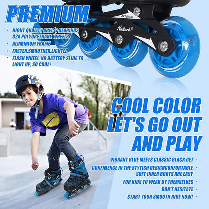 Nattork Adjustable Inline Skates for Kids Blue