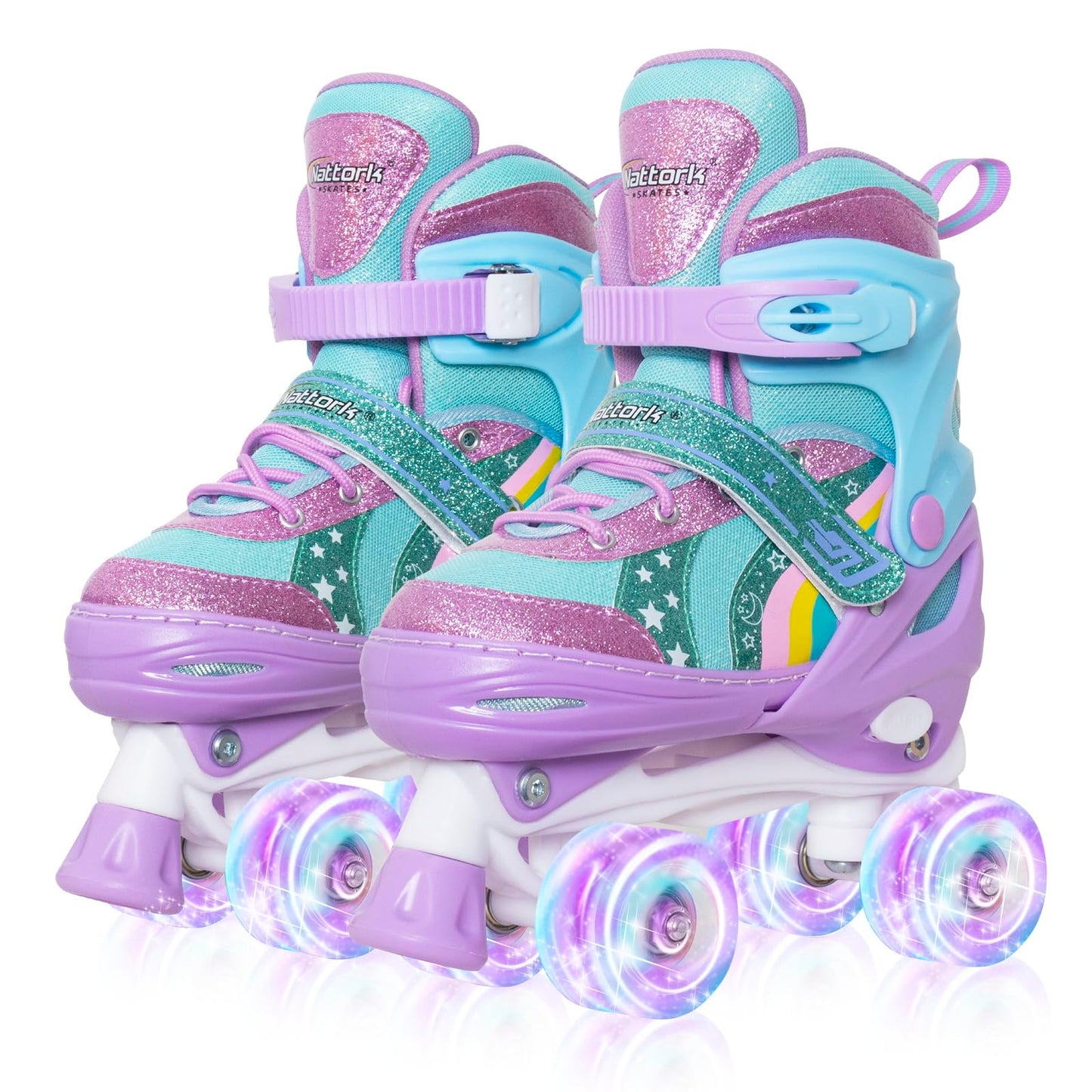 Nattork Adjustable Roller Skates for Kids - Purple