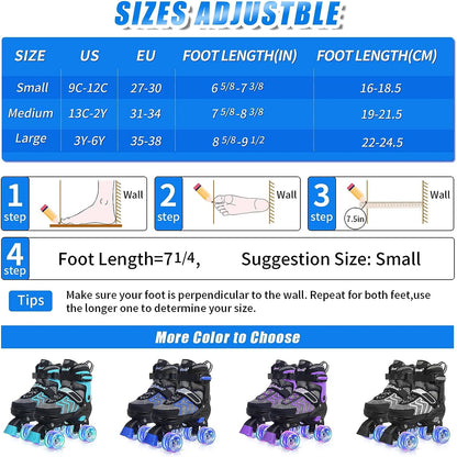 Nattork Adjustable Roller Skates for Kids - Blue