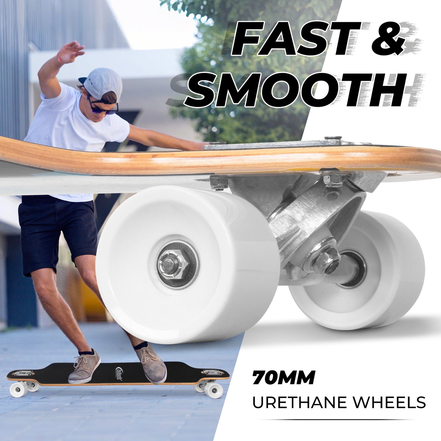 Nattork Long Distance Longboard Skateboard for Adults & Kids - Skeletal Bird