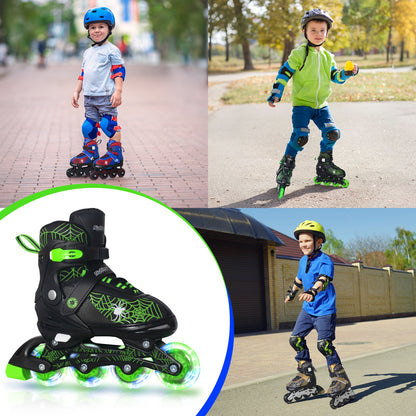 Nattork SPIDER Adjustable Inline Skates for Kids - Black & Green