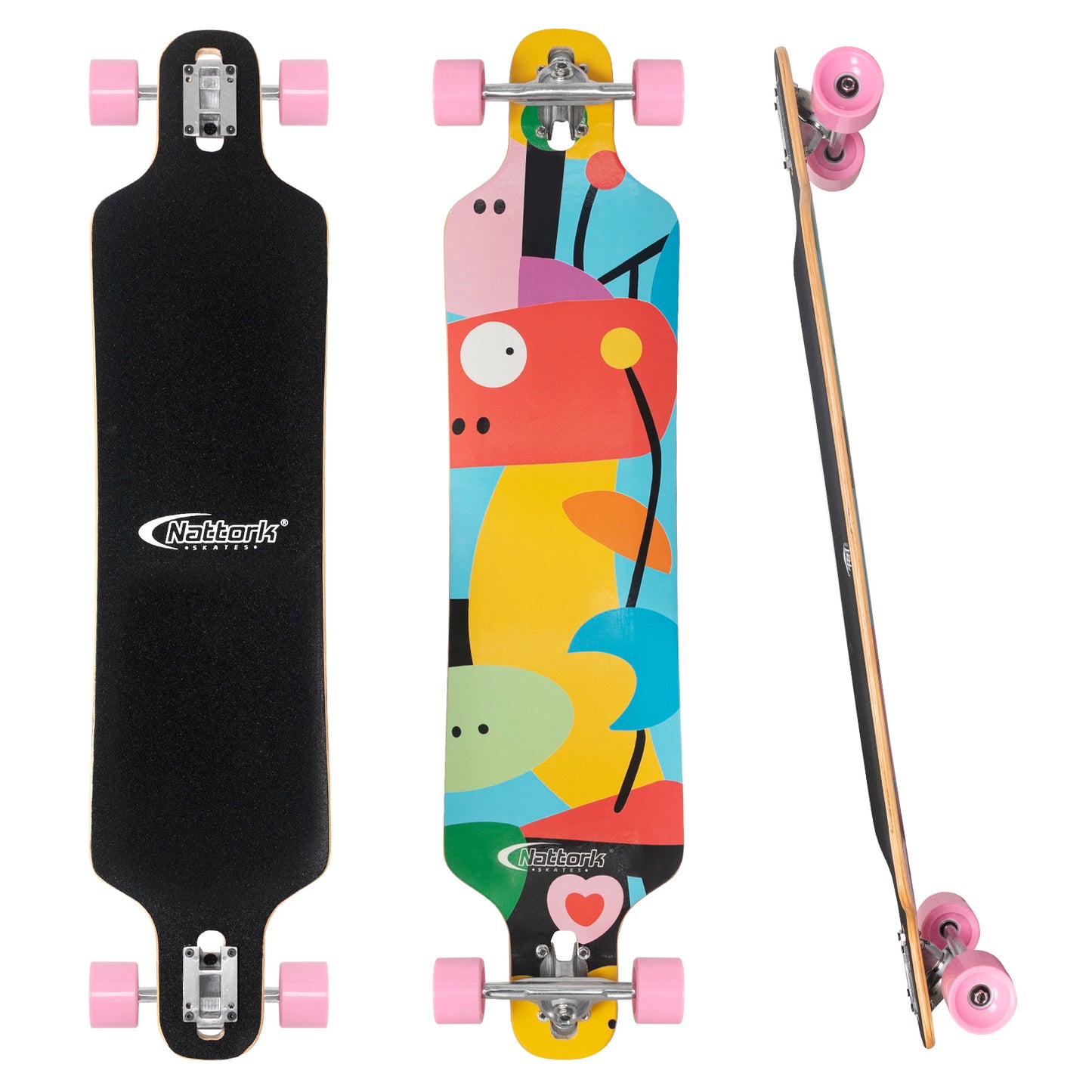 Nattork Long Distance Longboard Skateboard for Adults & Kids - Graffiti