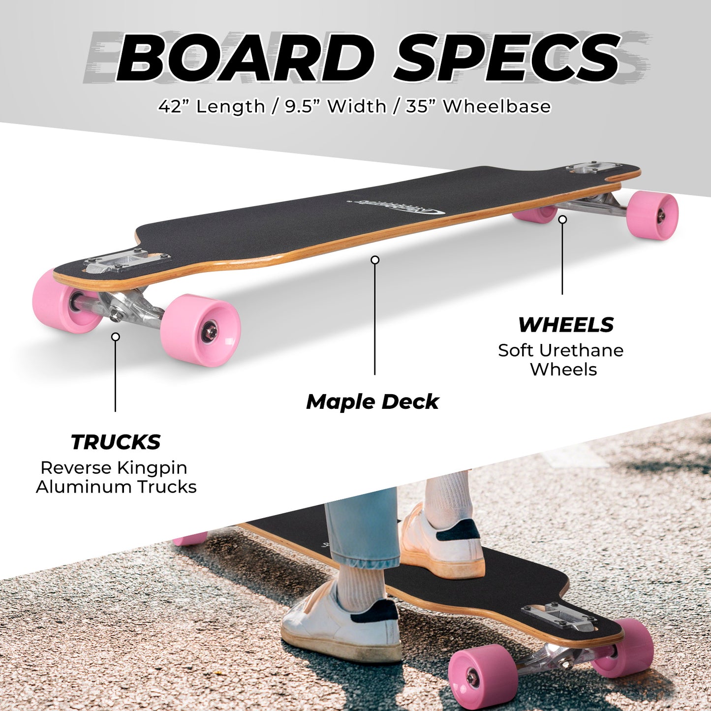 Nattork Long Distance Longboard Skateboard for Adults & Kids - Graffiti