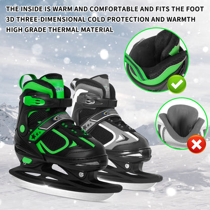 Nattork Adjustable Ice Skates for Kids - Green