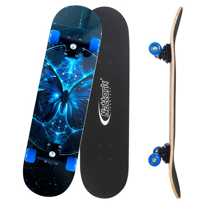 Nattork Skateboards 31 Inch - Bule Butterfly