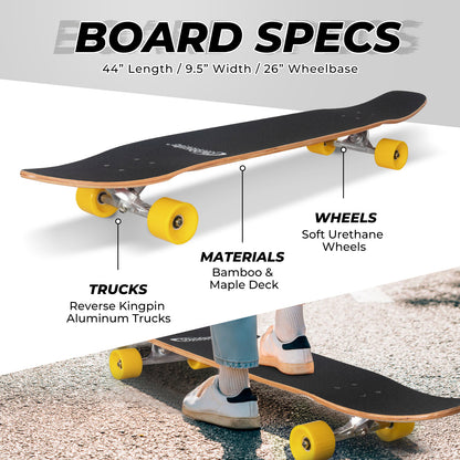Nattork Long Distance Longboard Skateboard for Adults & Kids - Vibrant Triad
