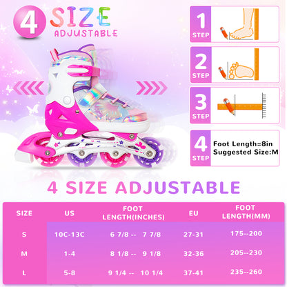 Patines en línea ajustables Nattork para niños - Fairy Wing Viva Magenta