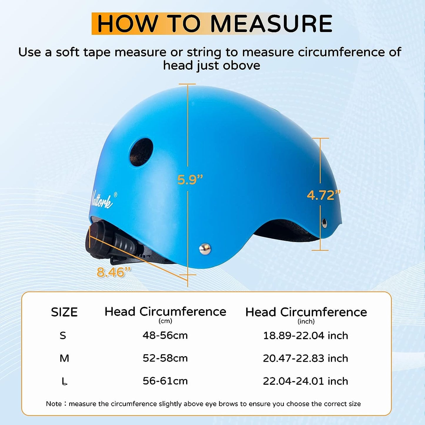 Nattork Skate Helmet Protective Gear for Kids - Blue