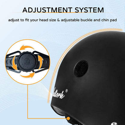 Nattork Skate Helmet Protective Gear for Kids - Black