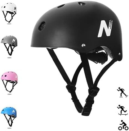 Nattork Skate Helmet Protective Gear for Kids - Black