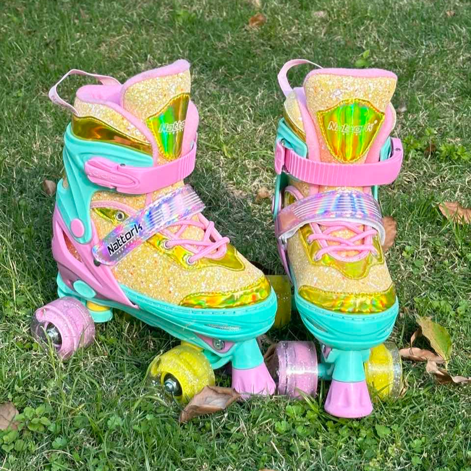 Patines ajustables Nattork para niños - Candy Sparkly Purple