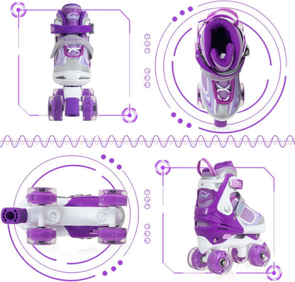 Nattork Adjustable Roller Skates for Kids-Purple
