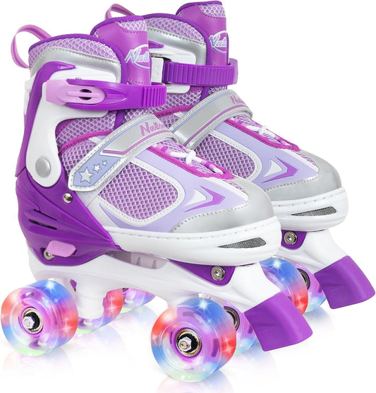 Nattork Adjustable Roller Skates for Kids-Purple