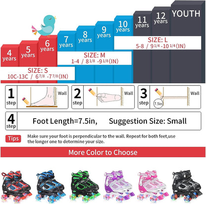 Nattork Adjustable Roller Skates for Kids-Pink
