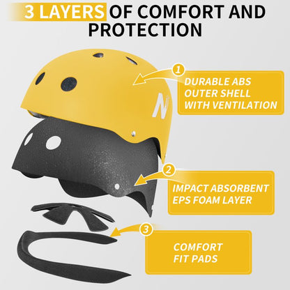 Nattork Skate Helmet Protective Gear for Kids - Yellow