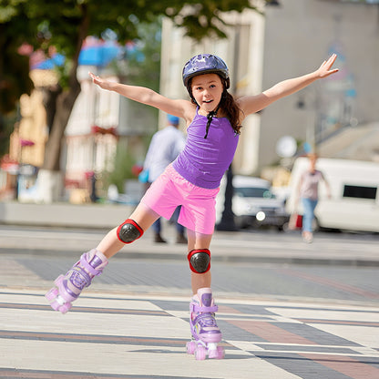 Nattork Adjustable Roller Skates for Kids - Rainbow Star Purple & Pink