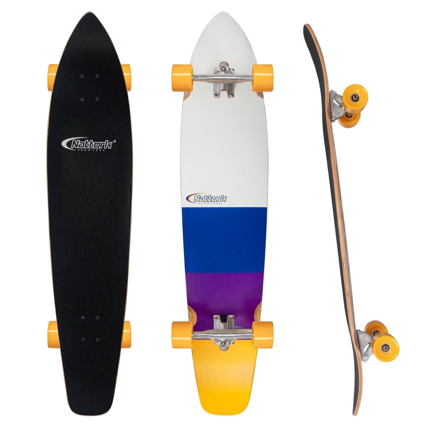 Nattork Long Distance Longboard Skateboard for Adults & Kids - Vibrant Triad