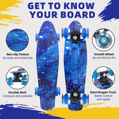 Nattork Skateboards 22 Inch - Blue Mini Cruiser