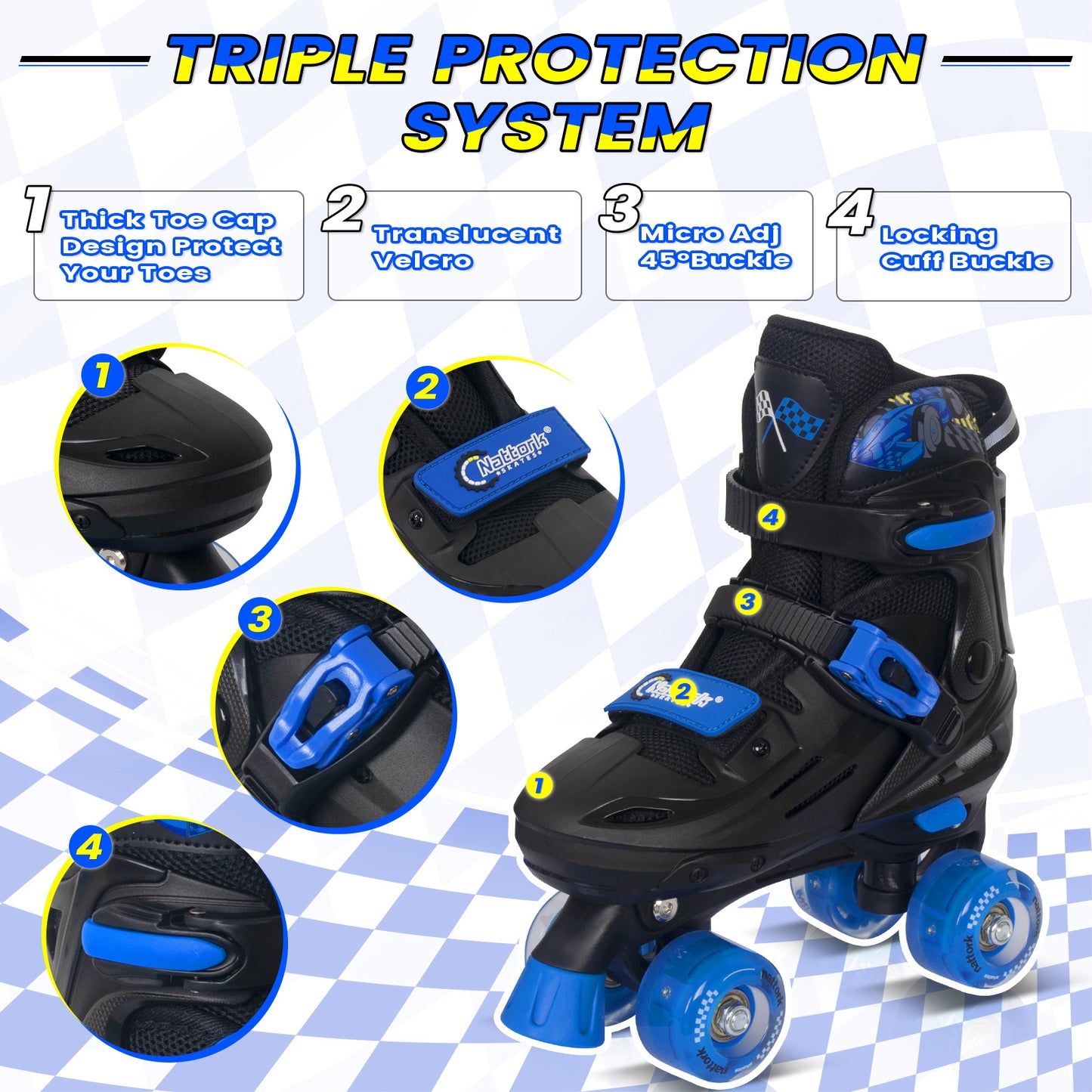 Patines en línea ajustables Nattork BLADE RACERS - Dorado