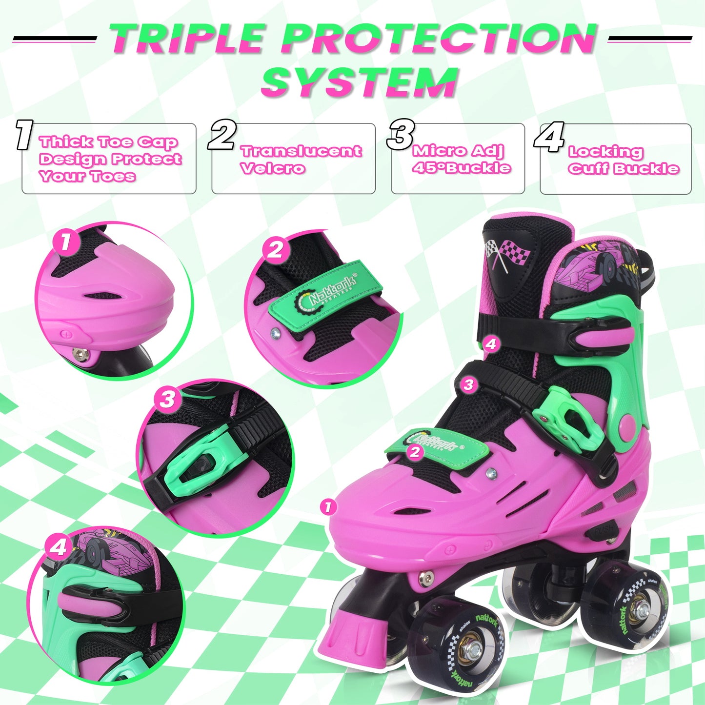 Patines en línea ajustables Nattork BLADE RACERS - Dorado