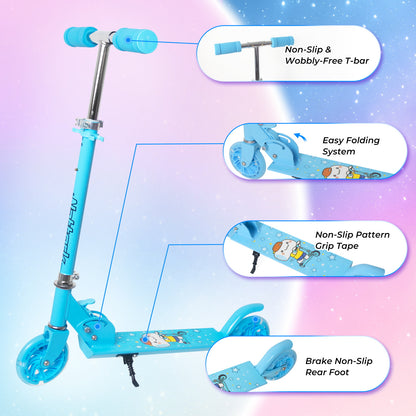 Nattork Foldable Kids Scooter with Lights Ages 3+ Azure Gliding Knight