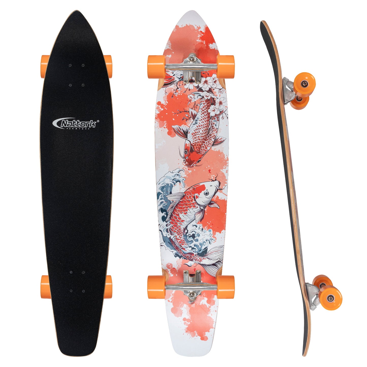 Nattork Long Distance Longboard Skateboard for Adults & Kids - Carp