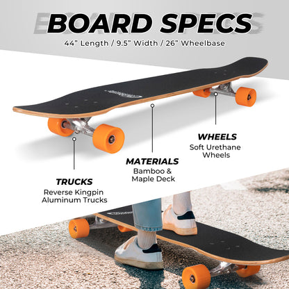 Nattork Long Distance Longboard Skateboard for Adults & Kids - Carp