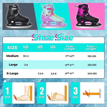 Nattork Adjustable Ice Skates for Kids -  Pink & Teal