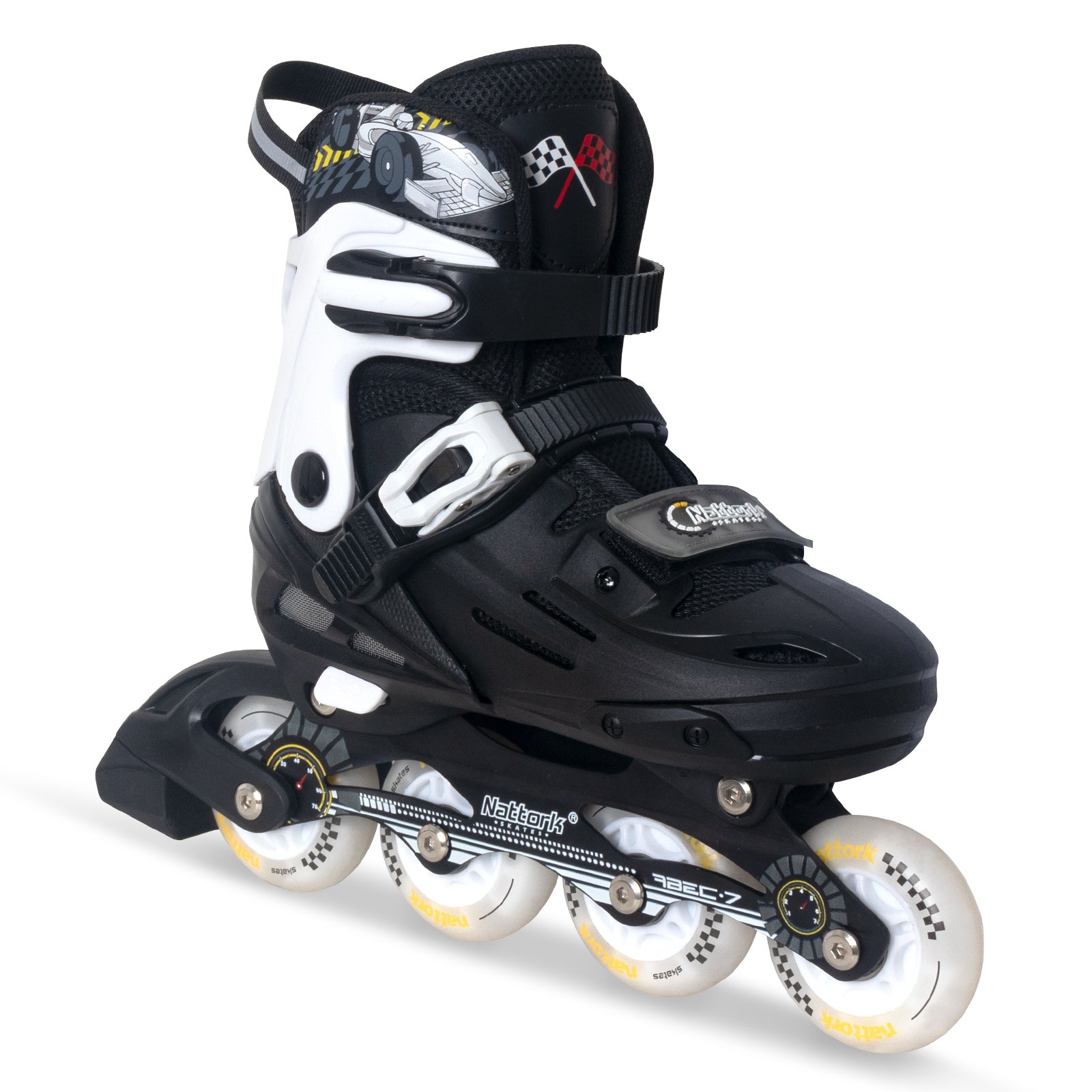 Nattork Blade Rolschaatsen voor jongens met oplichtend wiel, outdoor en indoor verlichte zwarte inline skates voor jongens, kleine kinderen, peuters van 5-8 4 5 6, beginners
