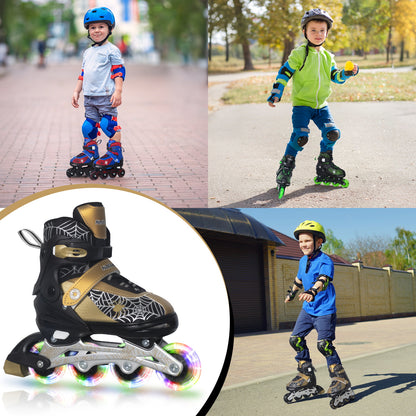 Nattork SPIDER Adjustable Inline Skates for Kids - Black & Gold