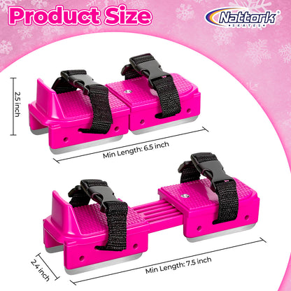 Nattork Adjustable Double-Runner Ice Skates for Kids - Pink