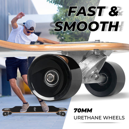 Nattork Long Distance Longboard Skateboard for Adults & Kids - Colorful Skull