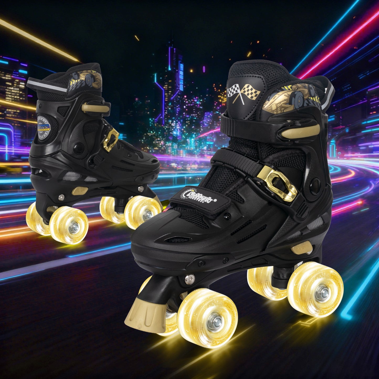 Patines en línea ajustables Nattork BLADE RACERS - Dorado
