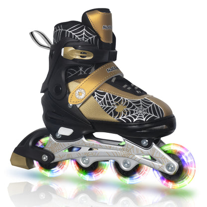Nattork SPIDER Adjustable Inline Skates for Kids - Black & Gold