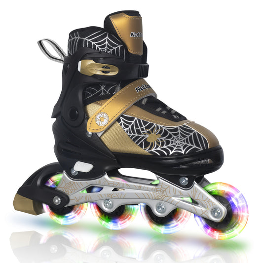 Nattork SPIDER Adjustable Inline Skates for Kids - Black & Gold