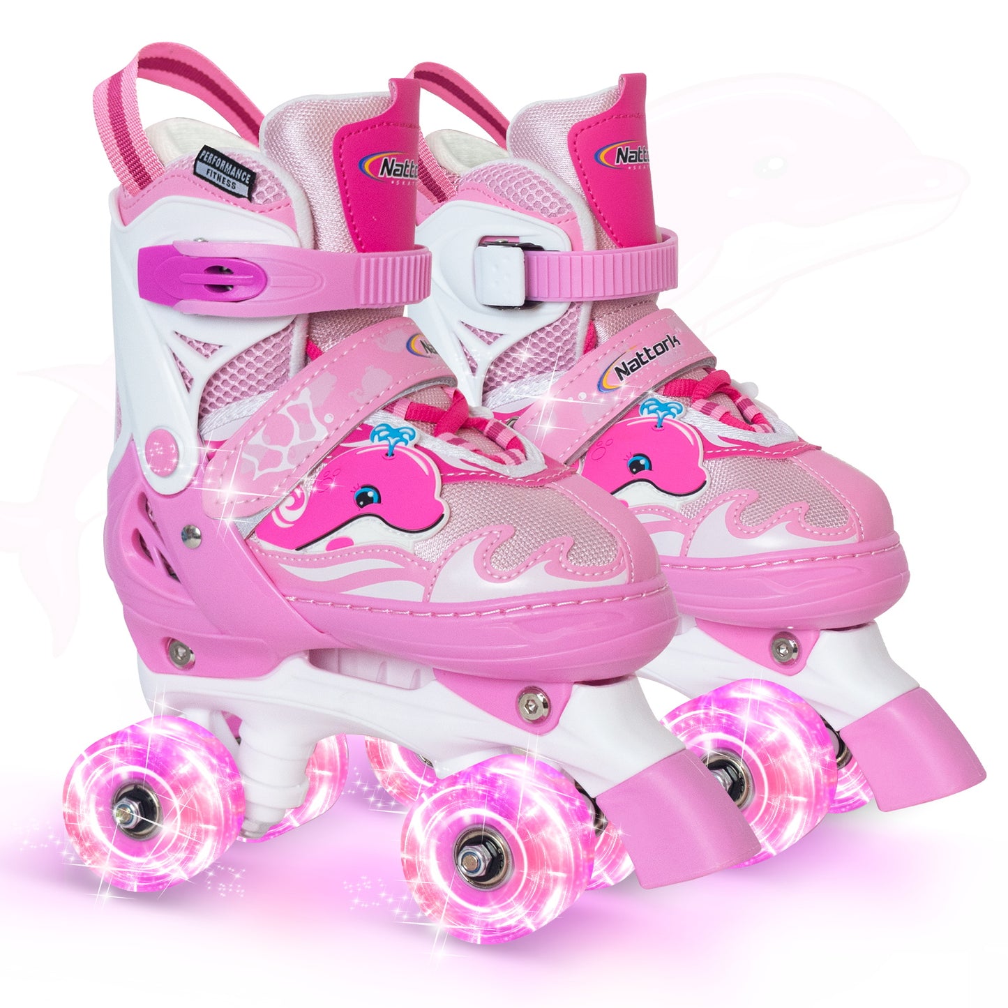 Patines ajustables Nattork para niños - Pink Dolphin