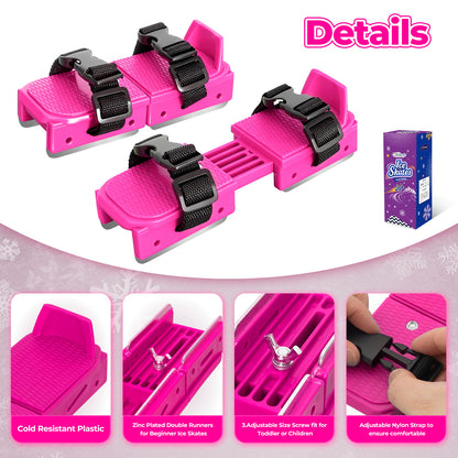 Nattork Adjustable Double-Runner Ice Skates for Kids - Pink