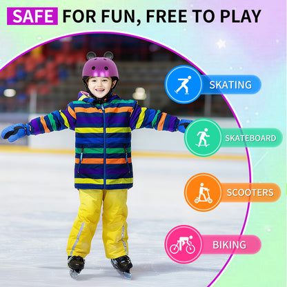 Nattork CYBER PANDA Skate Helmet Protective Gear for Kids - Purple