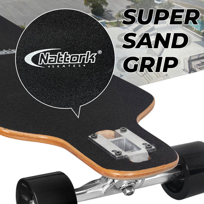 Nattork Long Distance Longboard Skateboard for Adults & Kids - Colorful Skull