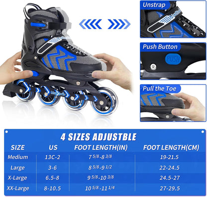 Nattork Adjustable Inline Skates - Blue