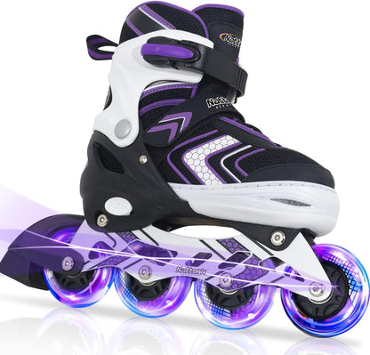 Nattork Adjustable Inline Skates for Kids - Purple