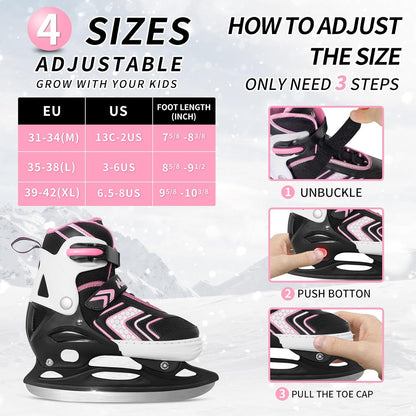 Nattork Adjustable Ice Skates - Pink