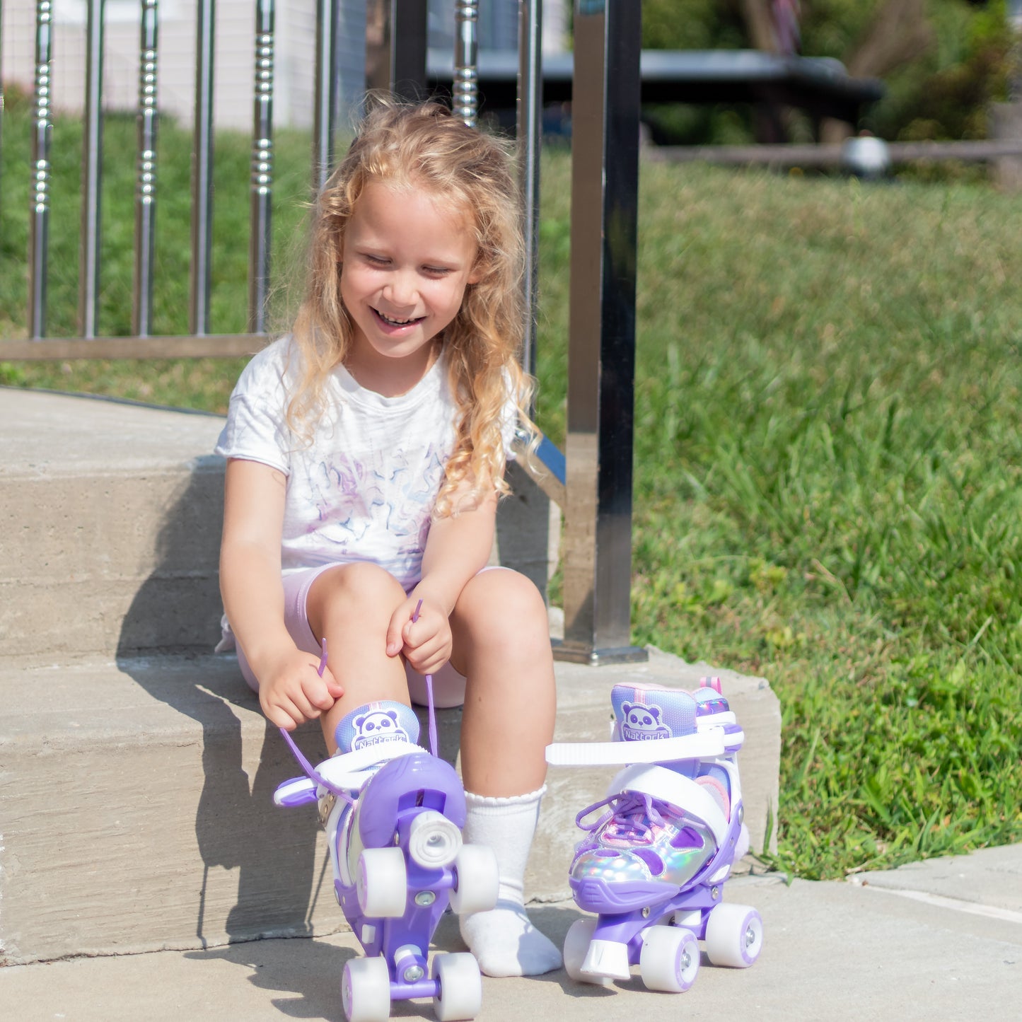 Nattork CYBER PANDA Adjustable Roller Skates for Kids - Twinkle Paw