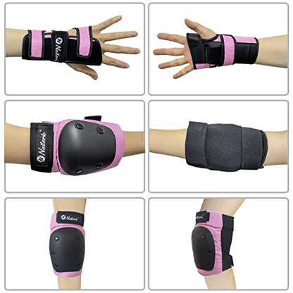 Nattork Knee Pads, Elbow Pads & Wrist Guards for Adult  Pink