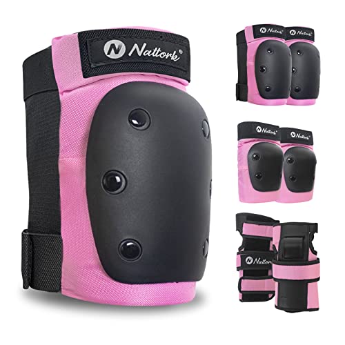 Nattork Knee Pads, Elbow Pads & Wrist Guards for Adult  Pink