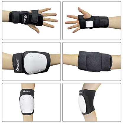 Nattork Knee Pads, Elbow Pads & Wrist Guards for Kids White